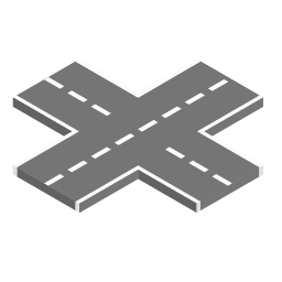 Pictogram of a four-way road intersection